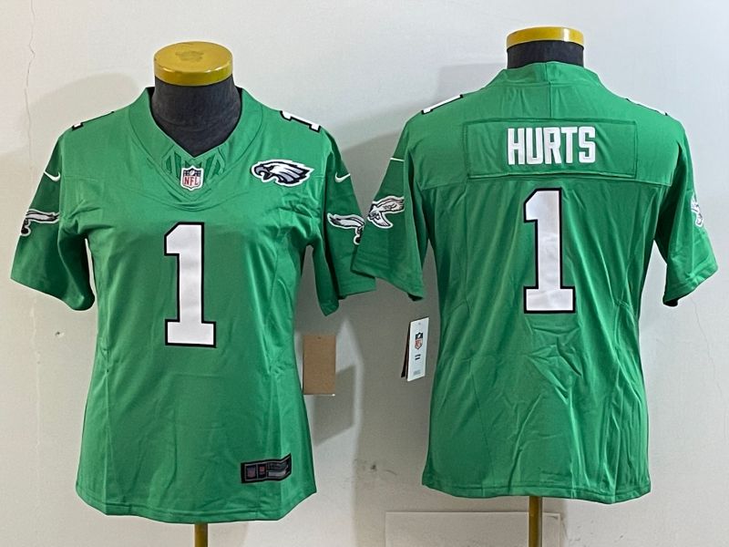 Youth Philadelphia Eagles 1 Hurts Green three generations 2025 Nike Vapor Limited NFL Jersey style 3